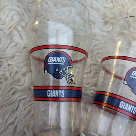 Set of 2 Vintage NY Giants Tall Drinking Glasses Excellent Condition - Picture 2 of 7